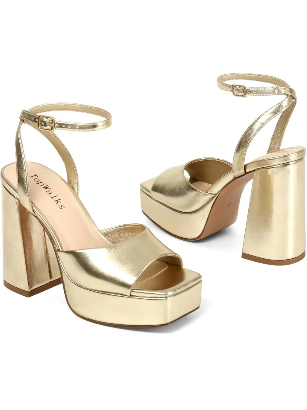 Platform Heels Chunky Heel Platform Sandals Womens Open Toe Ankle Strap 6.5
